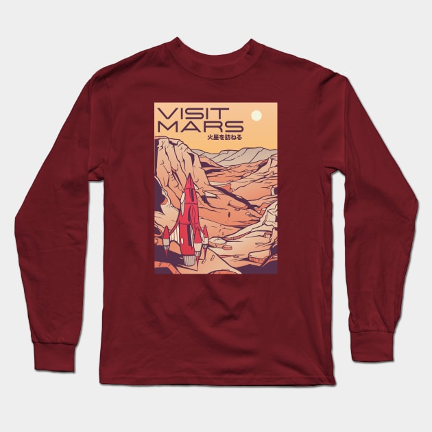 Visit Mars // Funny Fake Mars Tourism Long Sleeve T-Shirt by SLAG_Creative